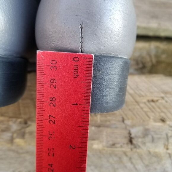 Vintage 90s y2k Steampunk Granny Punk Gray Leather Lace-up Heeled Boots Booties - Picture 9 of 10